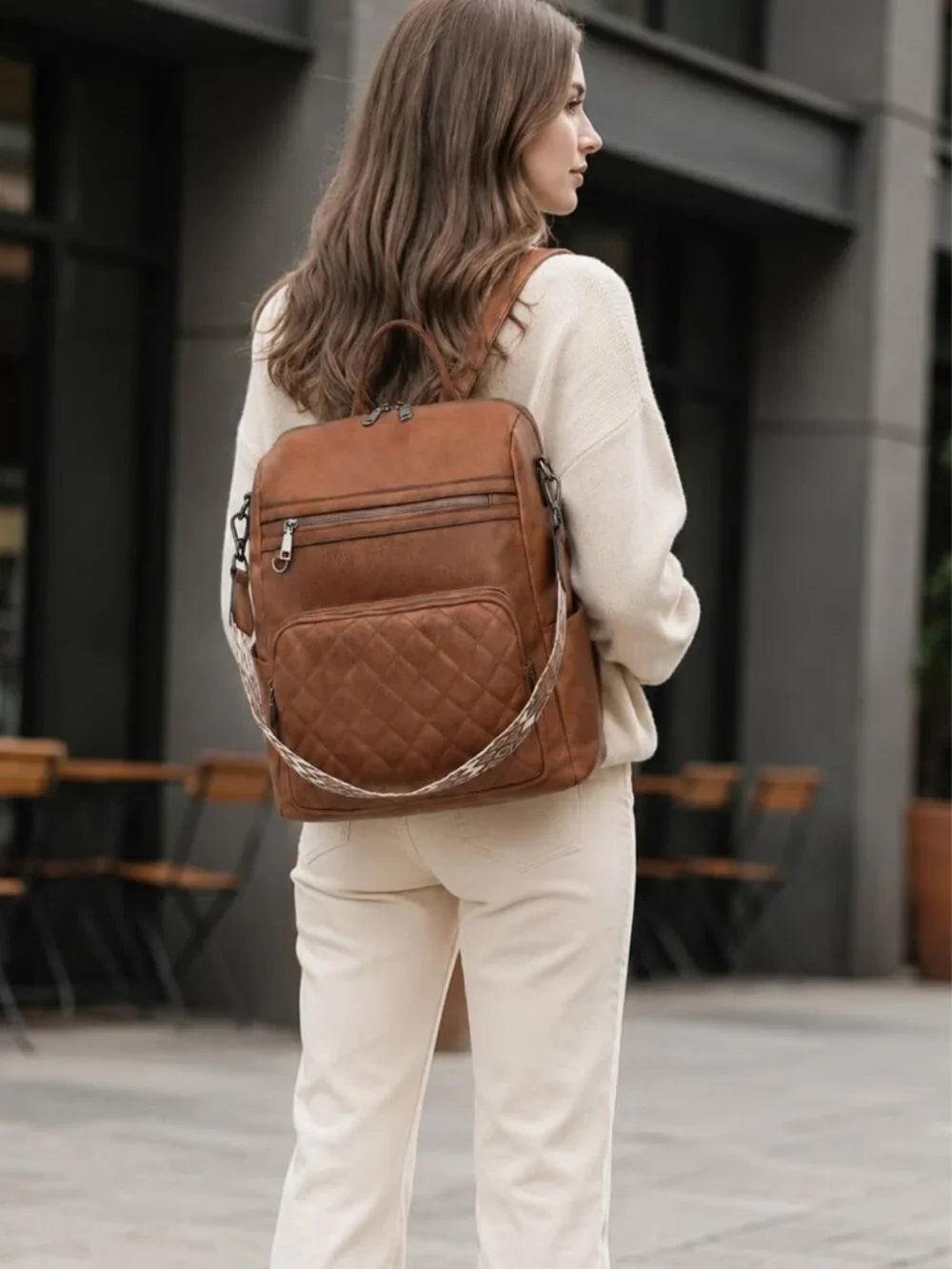 Stylish Large PU Leather Backpack Purse for Women - Versatile Travel Bag